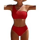 Pfreesea Bikini Sets for Women High Waisted 2 Piece Bestselling Swimsuit Ribbed One Shoulder Tummy Control Bathing Suit 2025