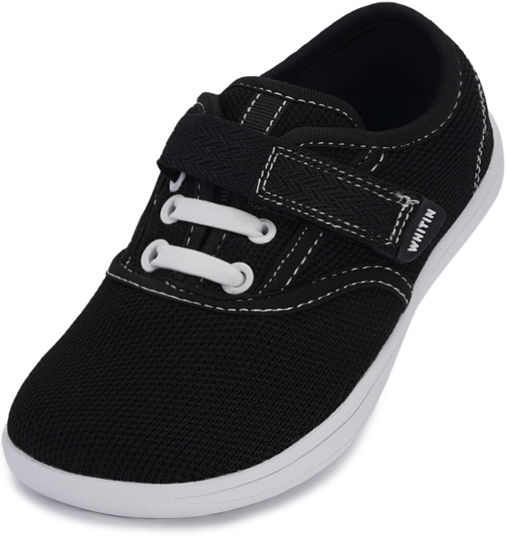 Photo 1 of ***DIRTY***WHITIN Little Kids Wide Toe Box Barefoot Shoes for Boys Girls Minimalist Sneakers Zero Drop Sole Size 12 Minimus Sport Walking School Tennis Gym Road Running Black 30