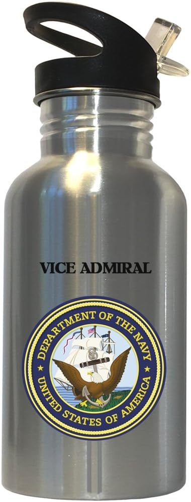 Custom Image Factory Vice Admiral - US Navy Stainless Steel Water Bottle Straw Top, 1025