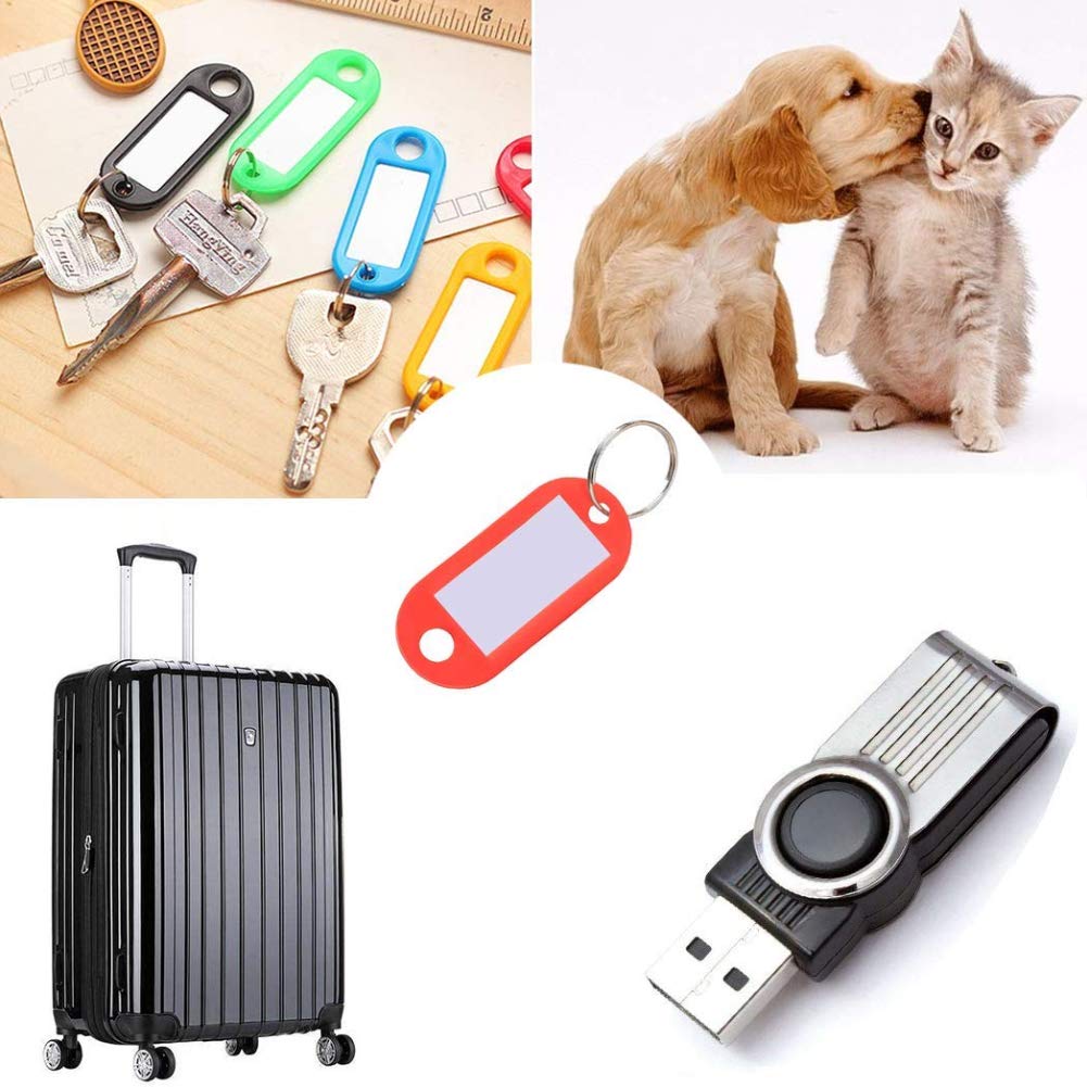 Koogel Schlüsselanhänger Beschriftbar, 48 Stück Schlüsselschilder Etiketten Schlüsselanhänger zum Beschriften mit Ring