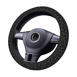 Black Leopard Print Cheetah Elastic Steering Wheel