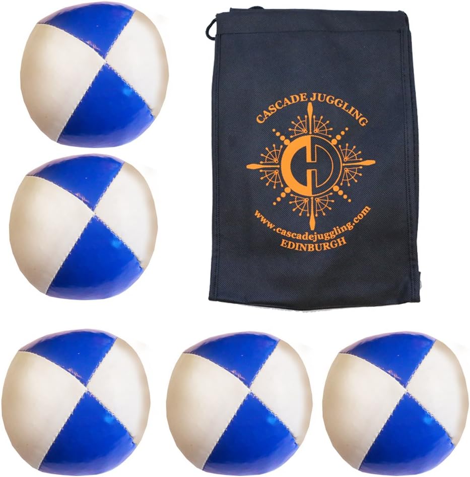 5 x Pro 120g Thud Juggling Balls & Bag Set of 5 Juggling Balls Blue