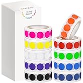 10000 PCS 1/2" Round Color Coding Labels Circle Dot Stickers, 10 Assorted Colors for Home Office Classroom (10 Rolls,1000 Labels/Roll)
