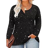 RITERA Womens Plus Size Top Long Sleeve Henley Shirt Fall Casual Pullover XL-5XL