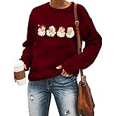 QIANRUO Cheerful Santa Sweatshirt Women Retro Vintage Santa Claus Graphic Tee Long Sleeve Merry Christmas Pullover Tops