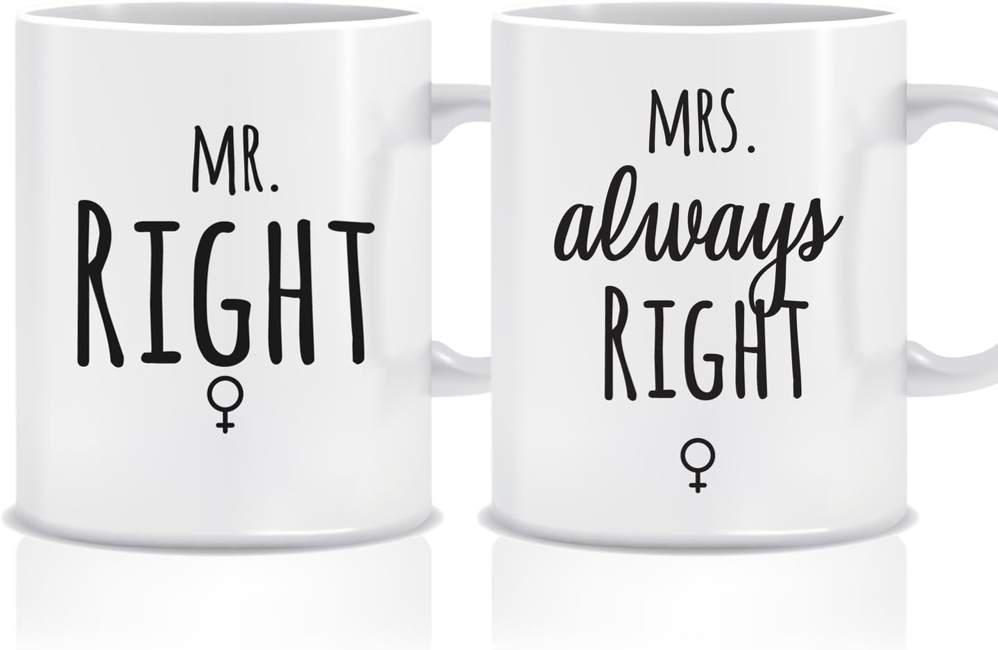 Unique Novelty Coffee Mugs for Newlyweds, 'Mr & Mrs Always Right' Couple Mug Set, 11 oz. His and Hers Mug for Bridal Shower, Engagement Party, Wedding, Anniversary, Funny Gifts for Couples & Newlywed