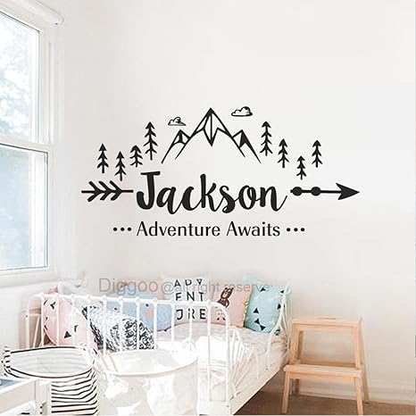 Amazon 男の子名前壁デカールadventure Awaits壁デカール矢印山woodland Art Quote Tribal旅行decor 21 5 H X 46 W ブルー Cs0135 10 ウォールステッカー オンライン通販