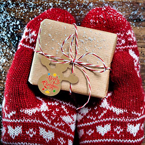 100 PCS Christmas Kraft Paper Tags Gift Tags Snowman, Snowflake, Reindeer and Christmas Tree Design for Christmas Gift,DIY and Wedding