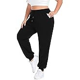 COOTRY Plus Size Sweatpants for Women Loose Elastic Waist Drawstring Joggers Workout Lounge Pants With Pockets
