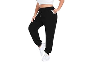 COOTRY Plus Size Sweatpants for Women Loose Elastic Waist Drawstring Workout Lounge Pants Joggers with Pockets