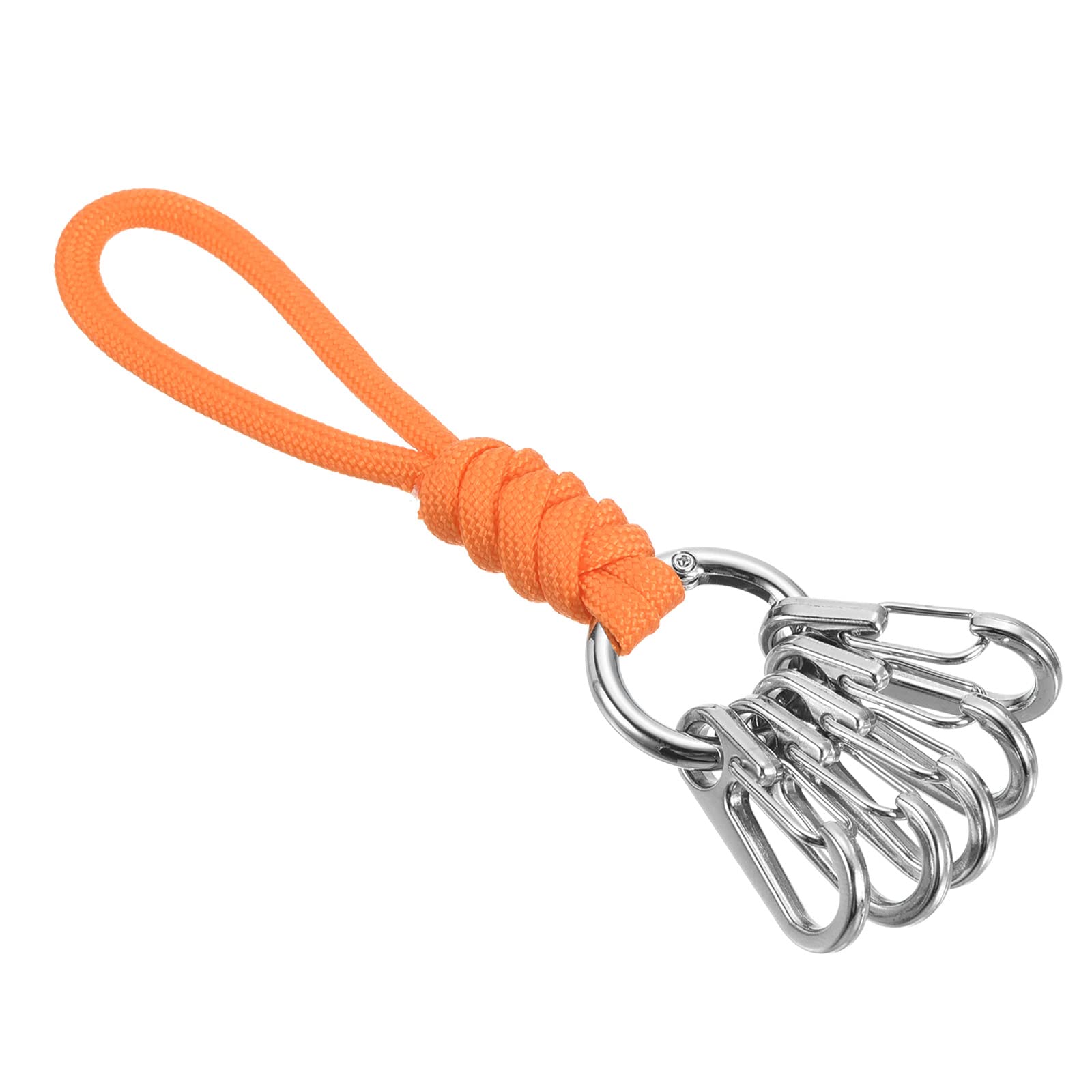 PATIKIL Badge Lanyard with Spring O Ring Snap Hooks 5.5 Inch, Braided Wrist Keychain Strap for Keys Whistles Wallets, Orange