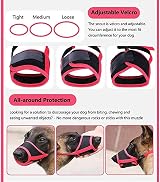 HEELE Dog Muzzle Breathable Mesh Nylon Adjustable Loop Black-Red M view 4