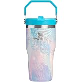 STANLEY IceFlow 2.0 Flip Straw Tumbler, 20 oz, Sea Glass Plume | Easy Carry Handle | Twist On Lid and Flip Up Straw | Leak Resistant Water Bottle | Insulated Stainless Steel | BPA-Free