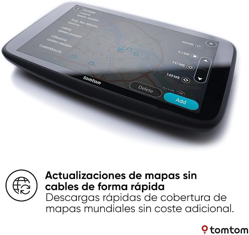 GPS para Coche Go Superior (7 Pulgadas, Estado del tráfico y alertas de radares Gracias a TomTom Traffic, mapas del Mundo, actualizaciones rápidas Mediante WiFi, Precio del Combustible)