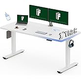 FLEXISPOT 60"x24" Electric Standing Desk, White | One-Piece Desktop, 1" Thick Top, Height Adjustable, Stable Steel Frame, Home Office &amp; Multi-Monitor Setup