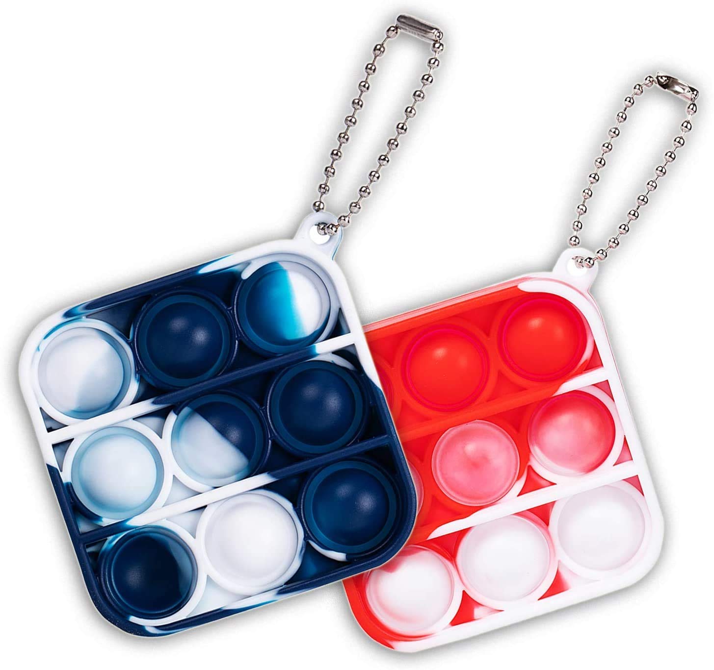 ZNNCO Mini Push pop Bubble Fidget Sensory Fidget Toy, Mini Anxiety Stress Reliever Hand Toys for Kids Adults, Keychain Bubble Pop Desk Toy, Easily Attaches to Keys Backpack (red+Blue)