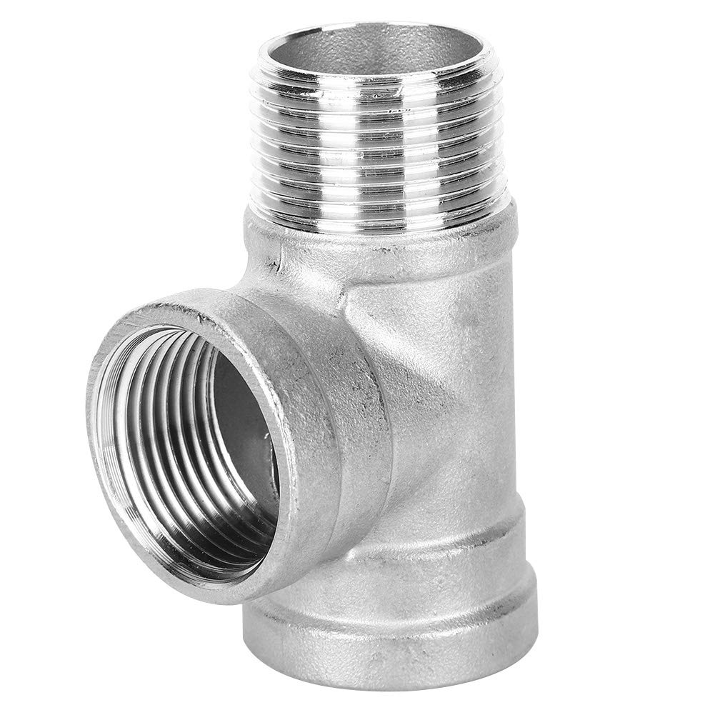 T Pipe Fitting, T Shaped Tee Connector Coupling 3 Way Cast Pipe Fitting 304 Stainless Steel Sealing Conical Pipe Thread Hardware Supplies Home Tools