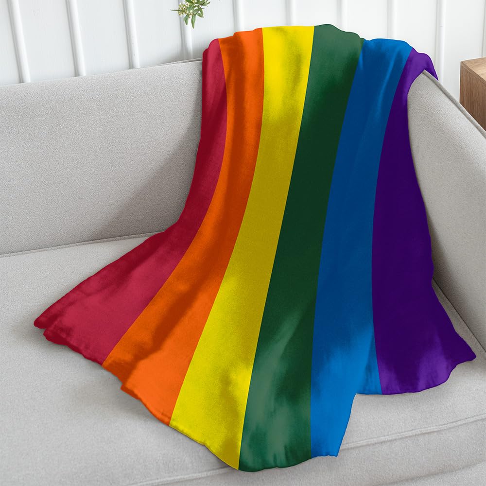 Photo 1 of Rainbow Super Soft Throw Blanket - 50x60 Throw Blanket for Bedroom, Living Room, Spring Time, Holidays, Kids, Babies, Adults & Decor, Gifts - Pride Season Rainbow Pride