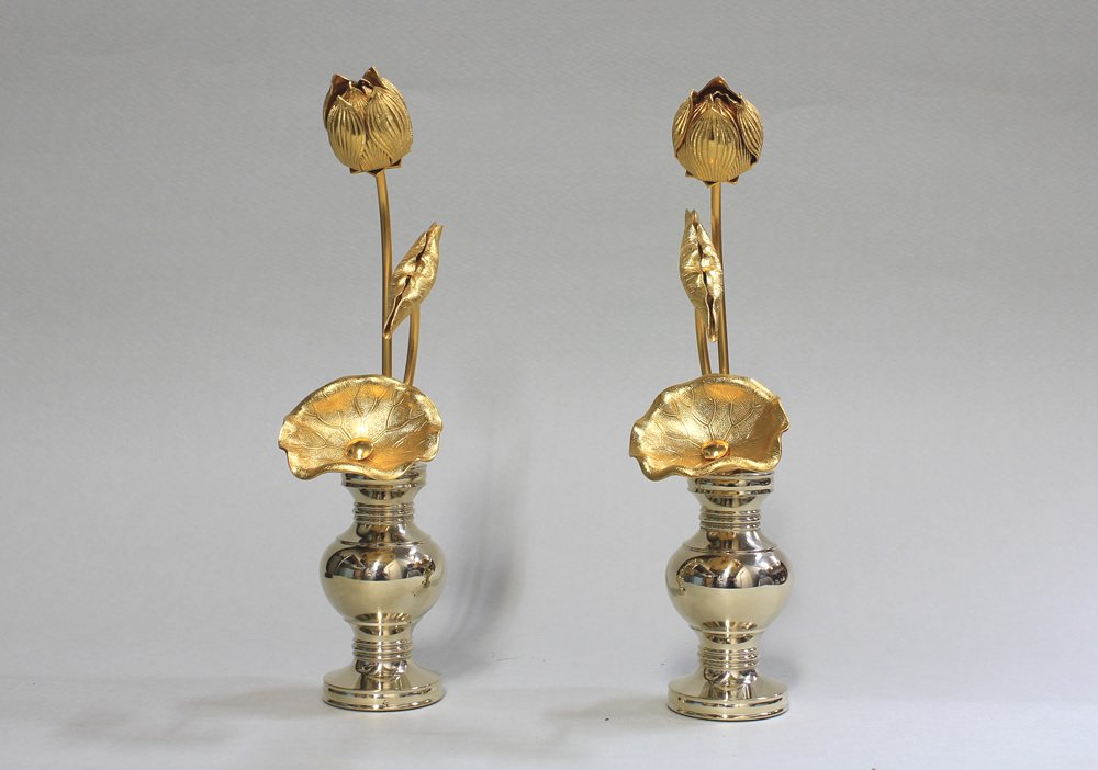3本立 一対 ２個セット B010lf527y 松山神仏具店 常花セット 花瓶付 4号 最新デザインの
