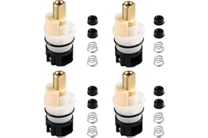 COOLFELL 4 Pack RP25513 Faucet Stem Replacement, Compatible with Delta Two Handle Faucet and RP24096 Faucet Cartridge, Faucet Repair Kit, with RP24097 Turn Stop 1/4 and 8 × RP4993 Seat and Spring