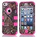 for iPhone 5c Case,Kecko(TM) Defender Body Armor Realtree Camo High Impact Tough Silicon Rubber Military Rugged Protective Case with Camouflage Wood Design for iPhone 5C Only (Bird Hot Pink)