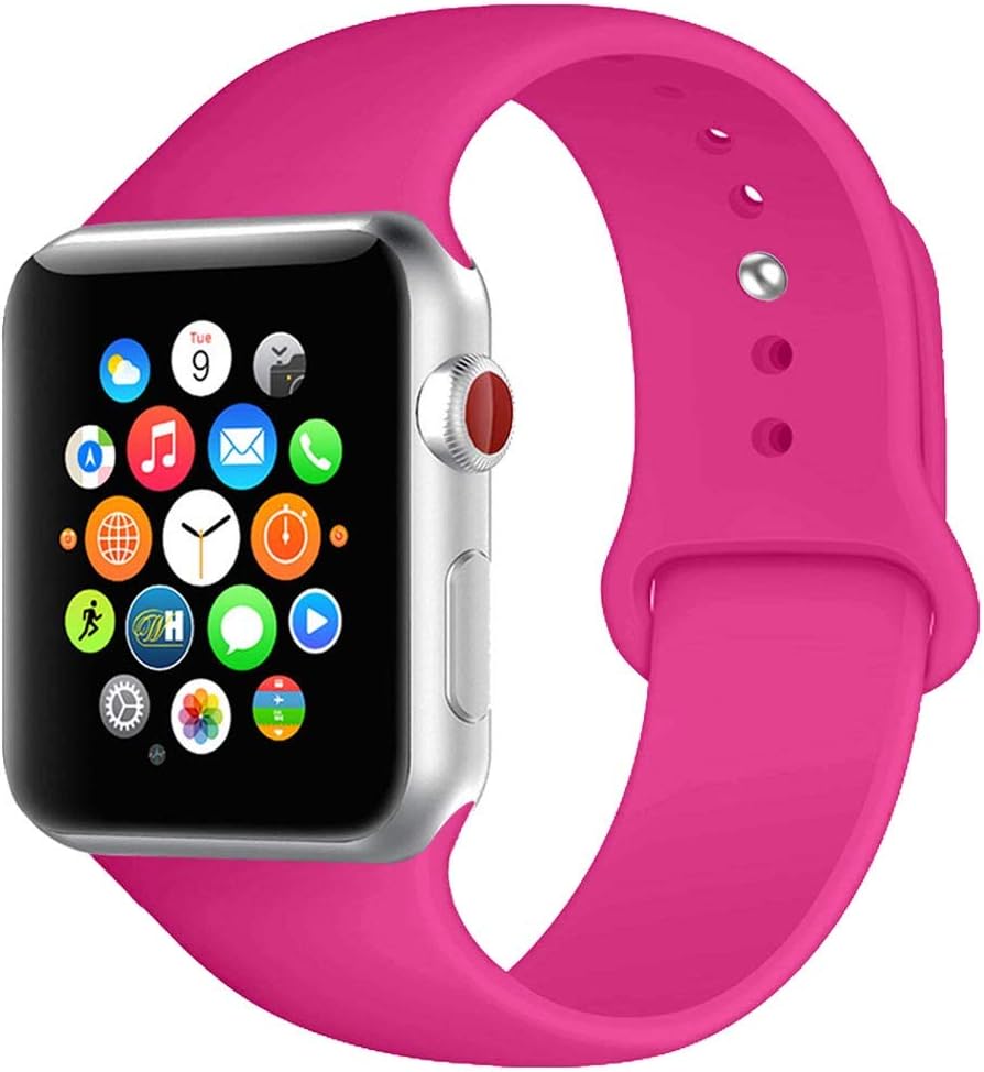 BOTOMALL Compatible with Watch Band 38mm 40mm 42mm 44mm Classic Silicone Sport Replacement Strap Bracelet for Watch All Models Series 5/4/3/2/1 (Barbie Pink,38/40mm S/M)