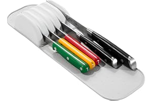madesmart Small in-Drawer Knife Mat - White | Classic Collection | Holds up to 5 Knives | Safe | Open Design to fit Any Size 