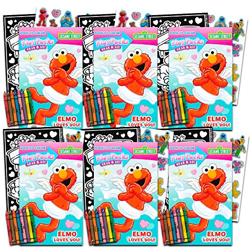 Download Sesame Street Elmo Party Favor Set For Toddlers Kids Bundle Of 6 Elmo Loves You Play Packs With Stickers Coloring Books Crayons And More Party Supplies Buy Online In Guyana At