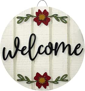 Señal de bienvenida para puerta delantera, diseño de círculo redondo