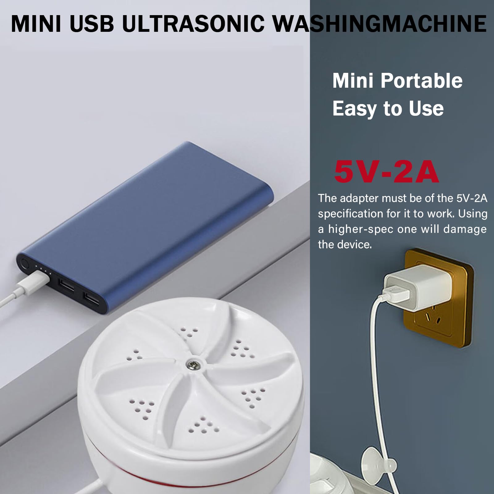 Mini portable USB Washing Machine | Sink Washing Machine Ultrasonic Turbo Washer for Clothes and Dishes. Perfect for Travel, Business, Camping, Home, College, RV, and Apartments