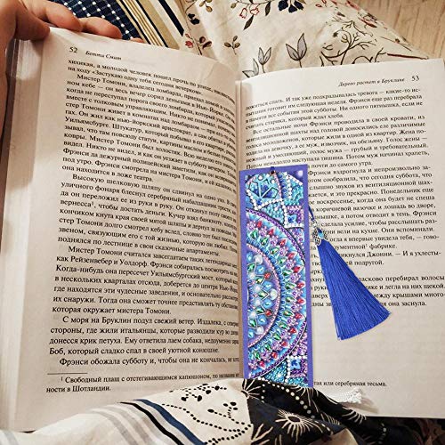 DIY Beaded Bookmarks with 5D Diamond Painting Christmas Gifts Special Shaped Diamond Painting Leather Bookmark Tassel Book Marks Gift for Mosaic Making Art Craft for Kids Adults Beginner