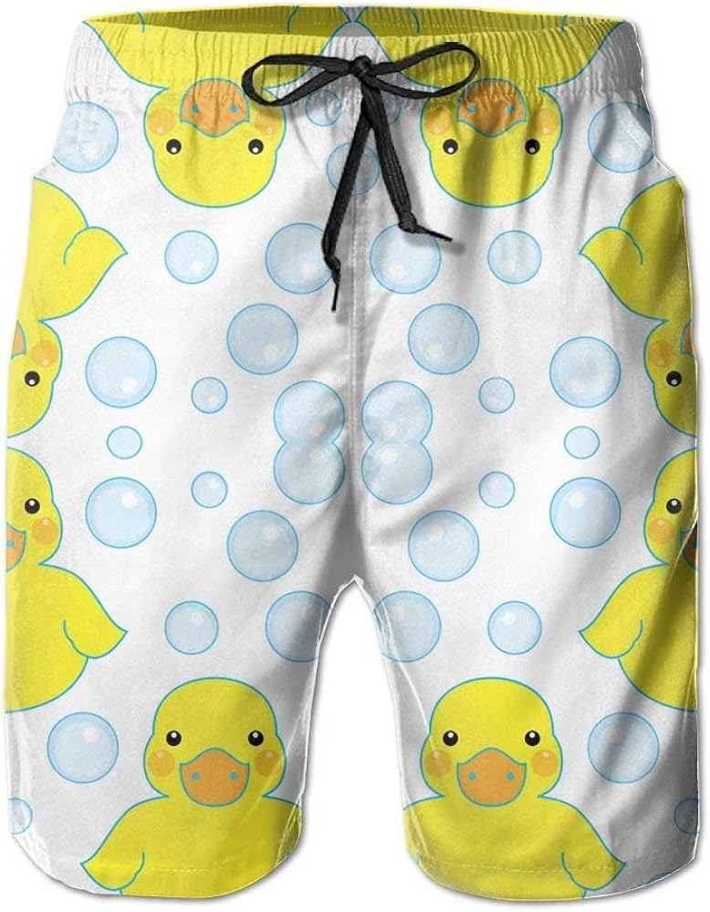 Rubber Ducks and Bubbles Men's Swim Trunks Quick Dry Beach