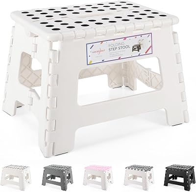 HOUSE DAY Folding Step Stool 9 Inch Safe Foldable Stool with Handle