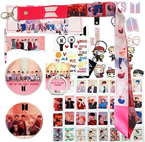 Gifts Set for Fans - 1 Support Banner, 1 Support Pen, 32 Lomo Cards, 3 Stickers, 1 Lanyard, 2 Button Pins, 1 Phone Ring Stand, 1 Keychain
