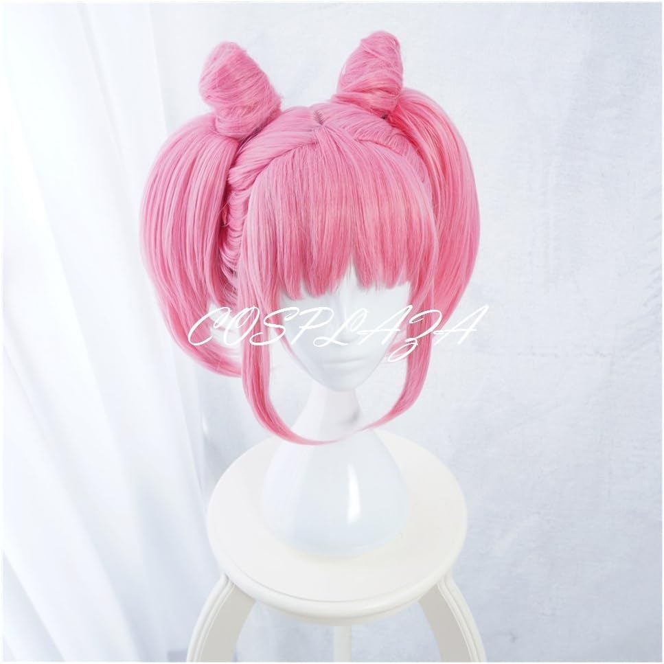 COSPLAZACosplay Wigs Pretty Pink Styled Anime Halloween Hair with Clip On Ponytails