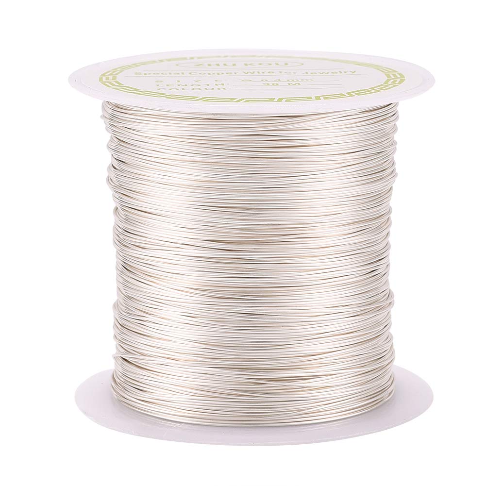 PandaHall 125 Feet Tarnish Resistant Copper Wire 26 Gauge Jewelry Beading Craft Wire for Jewelry Making (Silver)