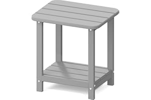 Sundale Outdoor Small Side Table, Patio All Weather Small Adirondack End Table HDPE Water Resistant 2 Tier Rectangular Outsid