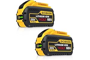 Xmenany 2 Pack DCB606 9.0Ah 20V/60V Max Battery Replacement for Dewalt 20V Battery DCB606 DCB609 DCB612 Compatible with DeWal