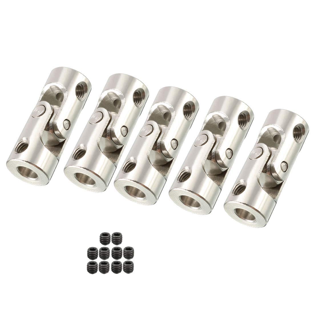 sourcing map 5PCS 4mm To 4mm Inner Dia Rotatable Universal Steering Shaft U Joint Coupler L23XD9