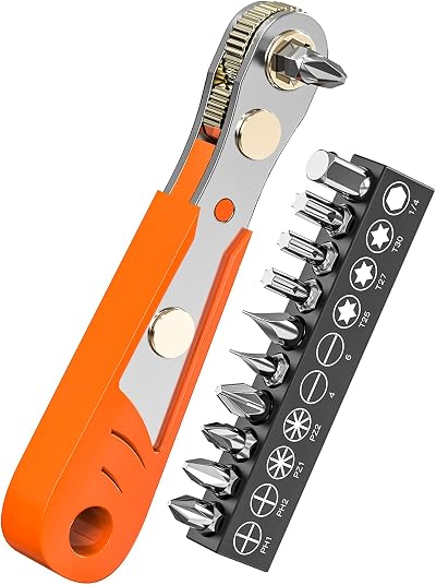 Ancable Right Angle Phillips Magnetic Screwdriver 1/4” PH2 Mini Ratchet
