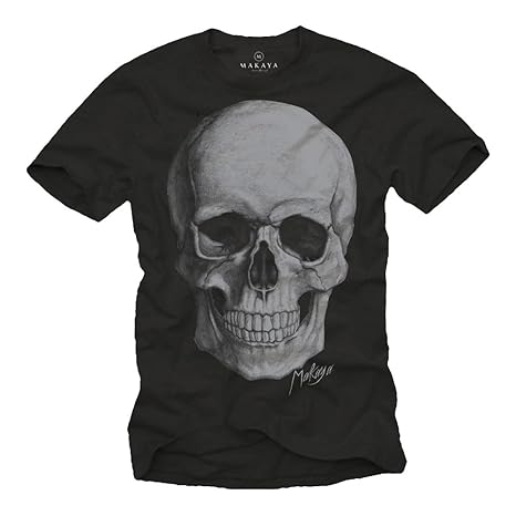 Cooles Biker T-Shirt SKULL TOTENKOPF schwarz für Herren Größe S-XXXL