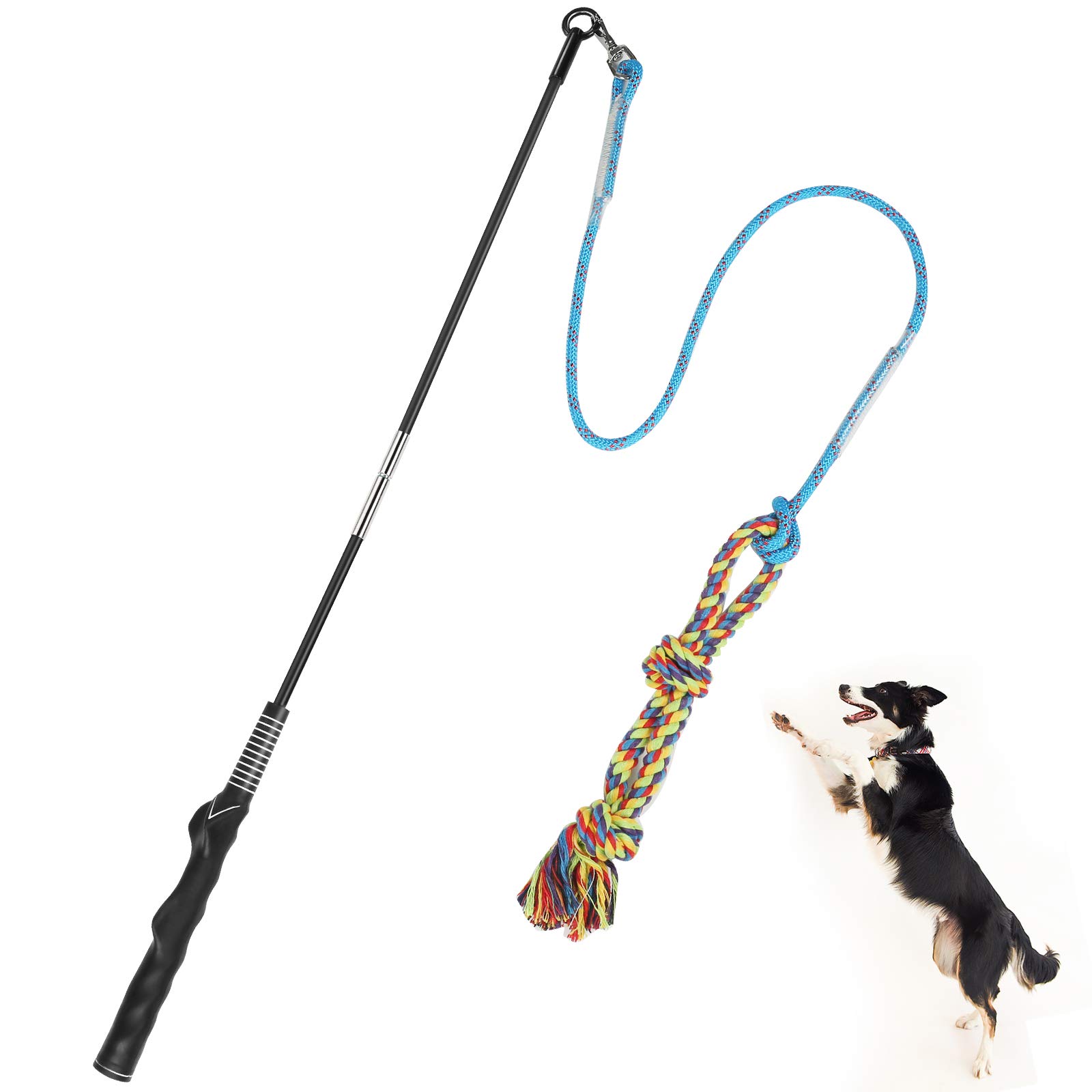 SAINUOD Flirt Pole for Dogs Interactive Dog Toys for Large Medium Small Dogs Chase and Tug of War, Dog Teaser Wand with Lure Chewing Toy for Outdoor Exercise & Training