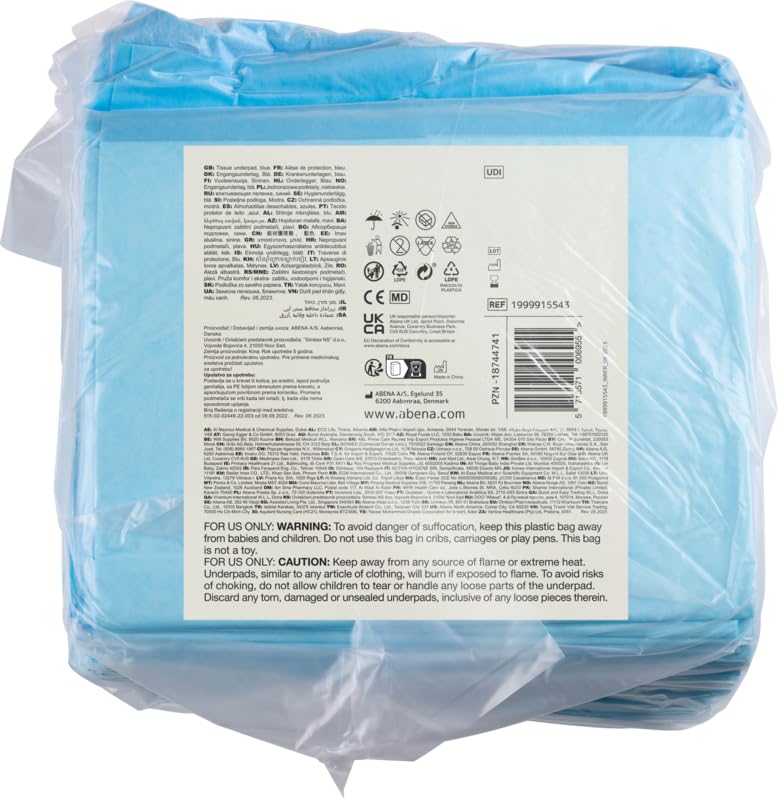 ABENA Tissue Underpads, 60 x 90cm, 650ml, Pack of 25, Disposable Bed & Chair Protection Pads, 6 Layer Absorbent Underpads for Incontinence, Wound Care & Hygiene