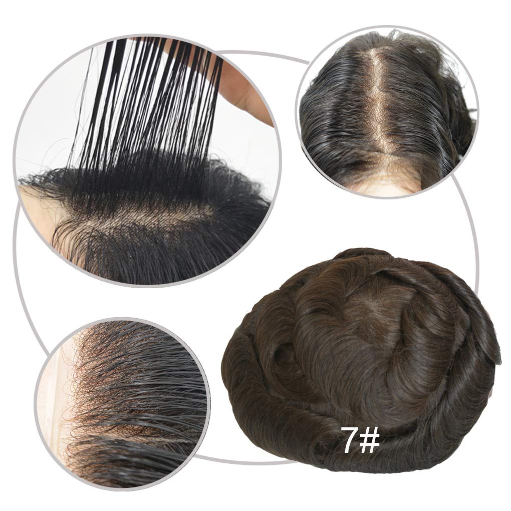 Hairnotion Invisible Mens Hair Replacement System Super Thin Skin 7# Toupee Wig for Men 8x10 Inch โ image 1