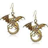 T-ztoss Gold Dinosaur Fantasy Statement Dragons Earrings Gothic Unique Animal Drop Dangle Earrings Mystical Moon Jewelry For Women(gold)