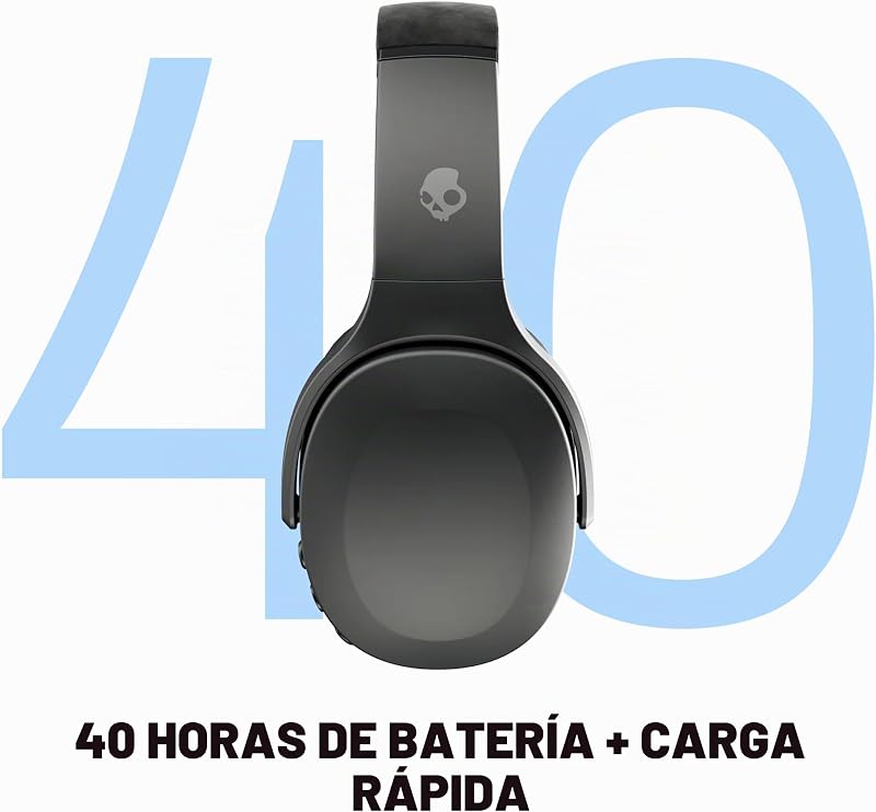 Crusher EVO Cascos Inalámbricos Bluetooth, Bajos Multisensoriales, Ajuste Over-Ear Aislante del Ruido, 40 Horas de Autonomía - Negro