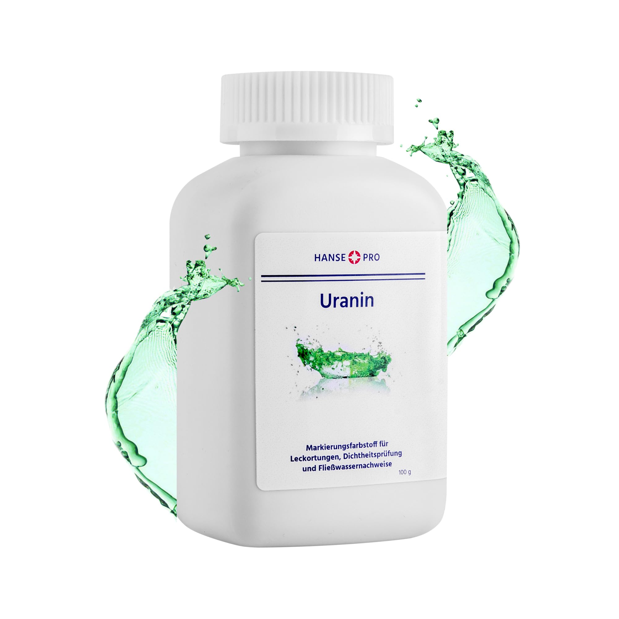 Hanse Pro Uranine, 1 x 100 g, Marking Dye, Leak Detection, Leakage Detection, Leakage Test, Water Dye, Dye, Powder, Fluorescein