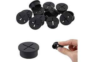 CIATBYYJ 15 Pcs Desk Grommet, 1 Inch / 25mm Flexible Rubber Grommets, Black Cable Grommets, Silicone Cable Cord Grommet Wire Hole Cover for Table and Other Furnitures