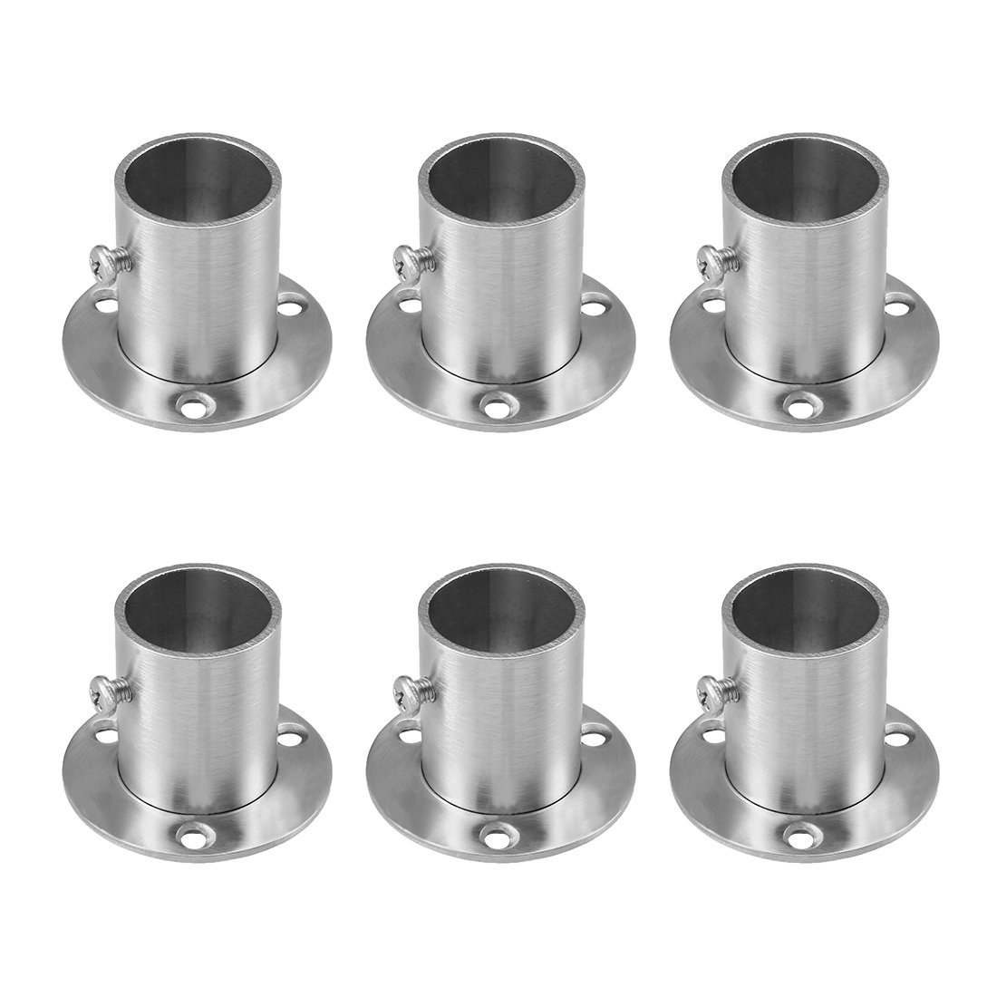 Sourcingmap Wardrobe Pipe Bracket, 25mm Dia, Wall Mount Hanging Rail Rod Support Socket 6pcs