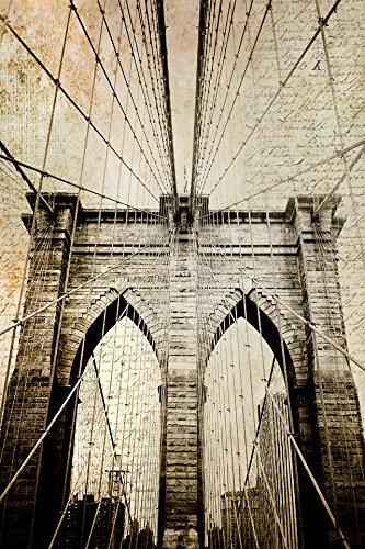 Brooklyn Bridge In New York City Old Black And White Film Style